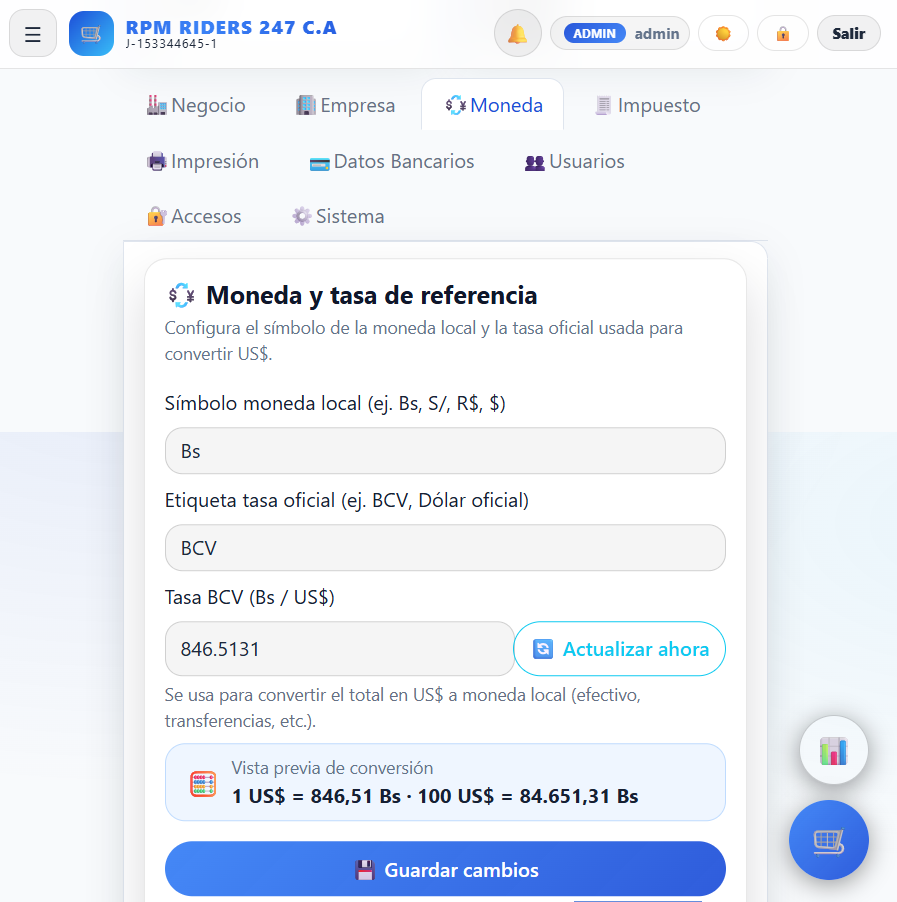Configuración del sistema